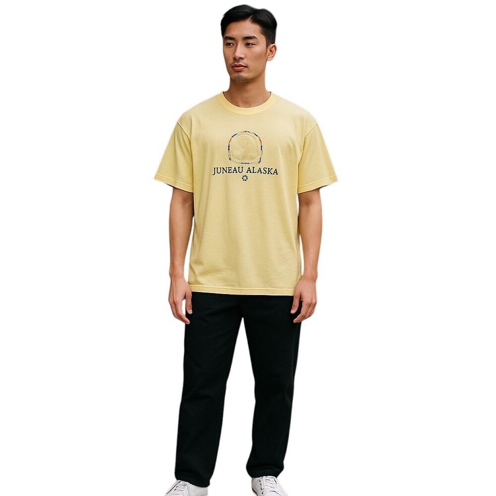 Vintage Alaska TSC West Heavy Weight Yellow Embroidered Cotton T Shirt Size XXL